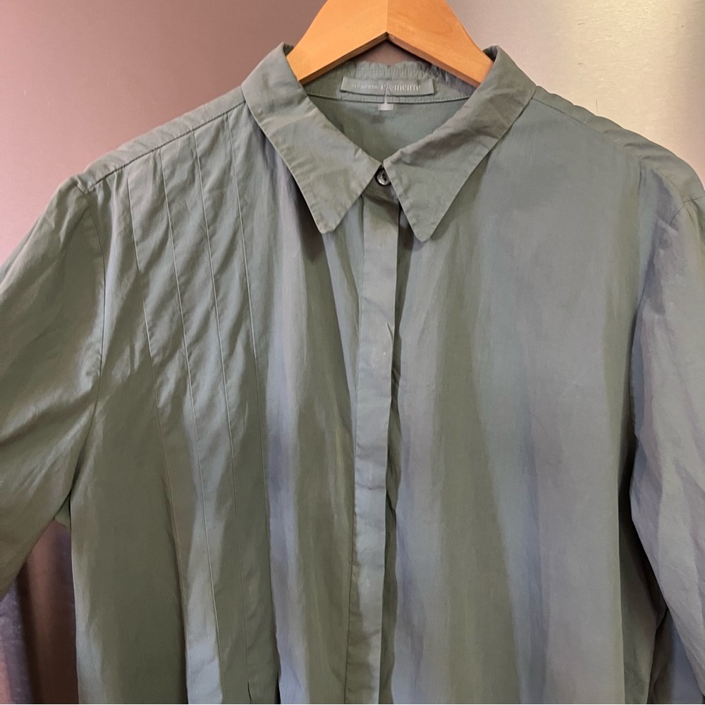 🇩🇪 Elemente Clemente Blouse Shirt Button Up Teal Green Women's Asymmetric XL - Picture 13 of 15